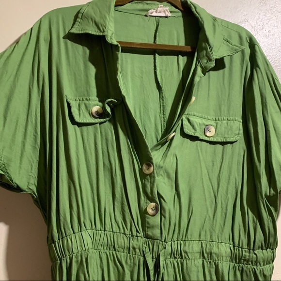 Forever 21 Girl Soul 1X Green Dress with Collar and  Tie at the waist - Picture 10 of 11